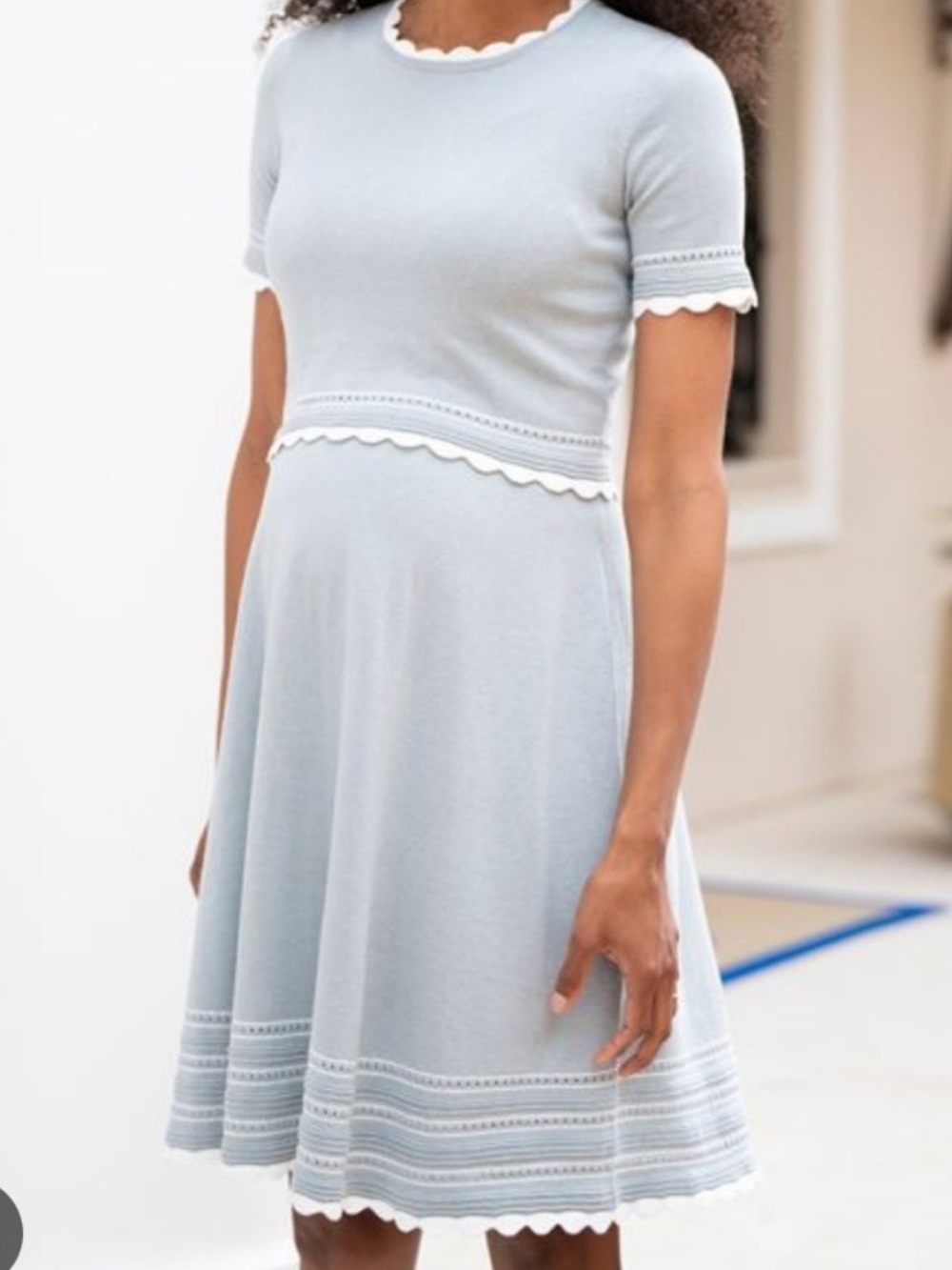 Seraphine Sage Green Scallop Trim Maternity to Nursing Dress